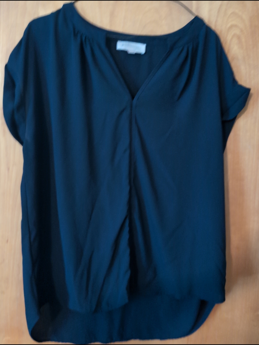 Philosophy Black V-Neck Short Sleeve Blouse